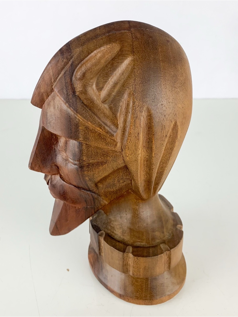Vintage Don Quixote Bust Statue Bearded Man Hand Carved Wood Folk Art Bookshelf